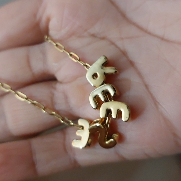 REESE Personalized Letter Charms Gold Tone Necklace High Gloss Quality Made - Picture 6 of 6